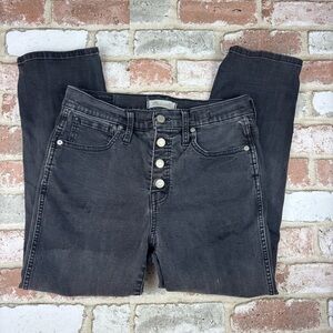 Madewell Stovepipe Jeans Size 27P Womens Black High Rise Button Fly Denim Stretc